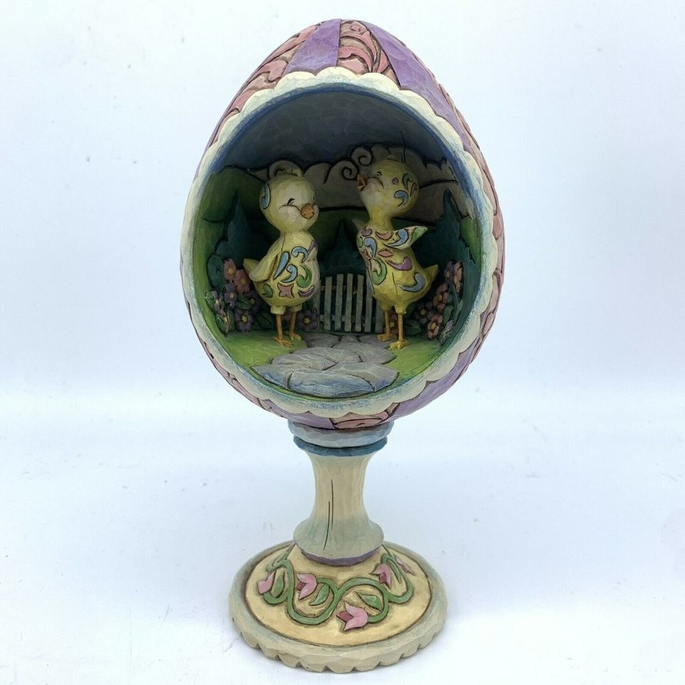 Jim Shore Heartwood Creek "Hatched Just in Time for Spring" Chicks in Egg 7.25"